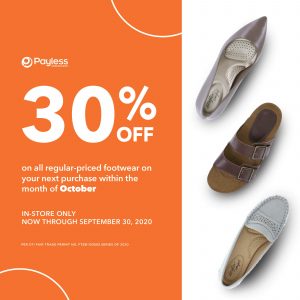 Payless - One Single-Receipt Transaction in September, Get 30% Off on Next Purchase in October 