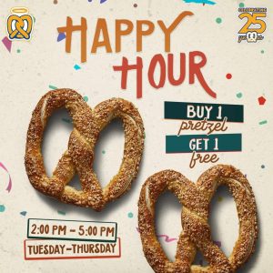 Auntie Anne's - Happy Hour: Buy 1 Pretzel, Get 1 FREE