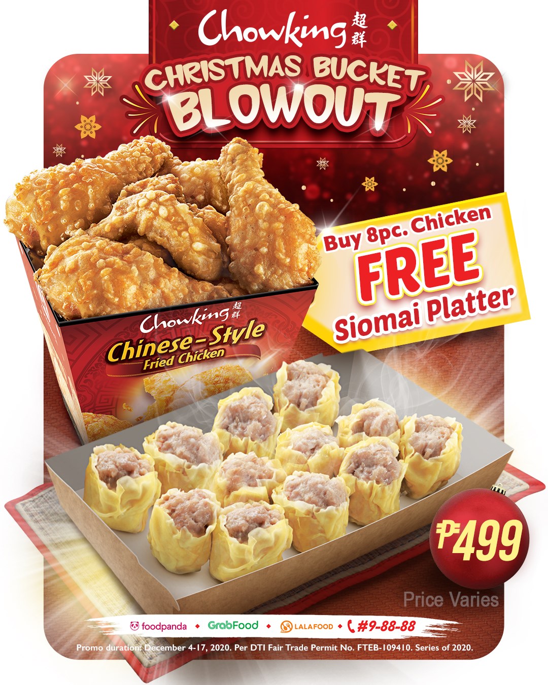 Chowking Get FREE Siomai Platter for Every Order of 8 Pc. Chicken