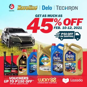 Caltex - Get Up to 45% Off on Delo and Havoline Engine Oils via Lazada