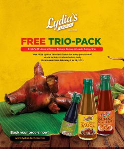 Lydia's Lechon - Get FREE Trio Pack for Every Whole Lechon or Lechon Belly 