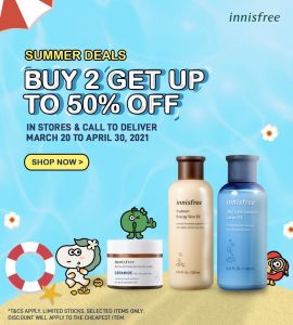 Innisfree - Buy 2 and Get Up to 50% Off Select Skincare Products