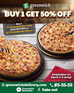 Greenwich - Buy 1 Get 50% Off Promo