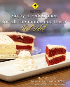 California Pizza Kitchen - Mother's Day: Get a FREE Slice of Red Velvet Cake 