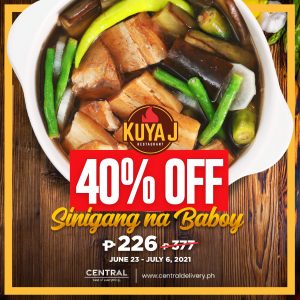Kuya J Restaurant - Sinigang na Baboy for P226 (Was P377) via Central Delivery