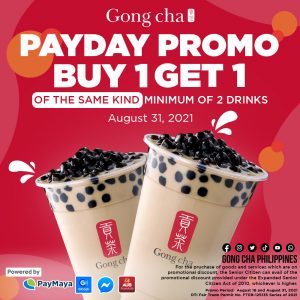 Gong cha - Buy 1 Get 1 Payday Promo