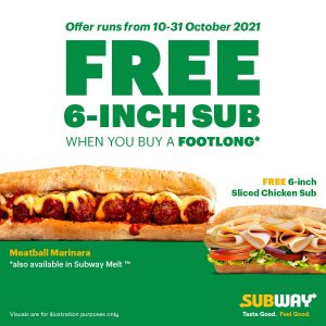 Subway - Get FREE 6-Inch Sub When You Buy a Footlong