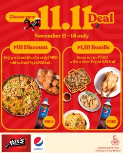 Max's Restaurant - 11.11 Deal: P111 Discount and P1,111 Bundle