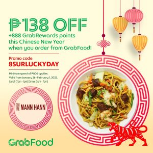 Mann Hann - Chinese New Year Deal: Get P138 Off via GrabFood