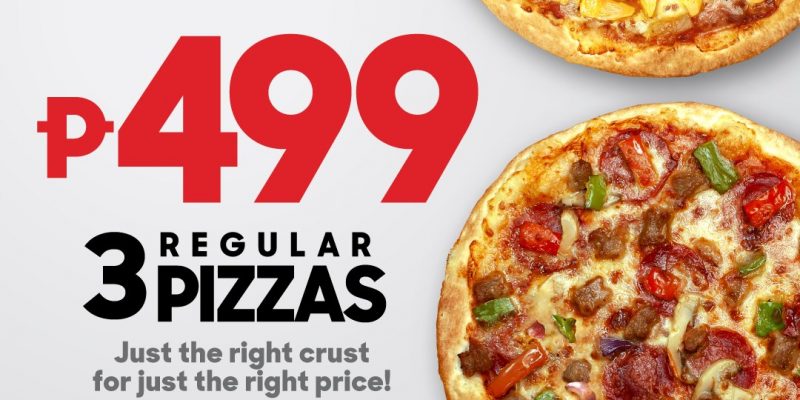 Pizza Hut – Triple Pizza Treat: Three Regular Traditional Pizzas for ₱499
