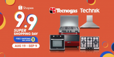 Tecnogas – Shopee 9.9 Super Shopping Day: FREE Shipping and Vouchers on Cooking Appliances Purchase