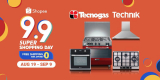 Tecnogas – Shopee 9.9 Super Shopping Day: FREE Shipping and Vouchers on Cooking Appliances Purchase