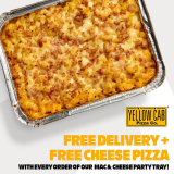 Yellow Cab Pizza – FREE Delivery + FREE Cheese Pizza with Every Order of Mac & Cheese Party Tray