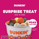 Dunkin Donuts – ₱100 Off Assorted Munchkin Bucket