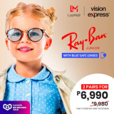 Vision Express – 9.9 Lazada Big Brands Sale: Two Pairs Ray-Ban Junior Eyewear + Blue Safe Lenses for ₱6,990