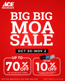 Ace Hardware – MOA Sale: Up to 70% Off on Selected Items