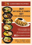 Ajisen Ramen – Buy Any Bowl of Ramen and Get 1 FREE Order of Gyoza