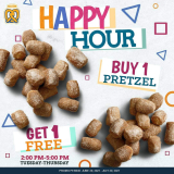 Auntie Anne’s – Happy Hour: Buy 1 Get 1 Pretzel Promo