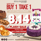 Boulangerie22 – 8.14 Flash Sale: Buy 1 Take 1 on All Cakes and Breads