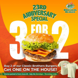 Brothers Burger – Buy 2 Get 1 Free Anniversary Promo