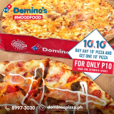 Domino’s Pizza – 10.10 Deal: Any 10-Inch Pizza for P10