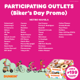 List of Participating Non-Mall Outlets for Dunkin’s Biker’s Day Promo