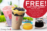 Gong cha – FREE Pudding and Grass Jelly with Any Drink Purchase