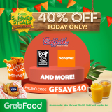 GrabFood – April 16 Summer Steals Promo: Get 40% Off