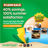 GrabFood – April 28 Summer Steals Bahaycation Flash Sale: Get 40% Off on all Restaurants