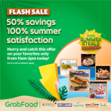 GrabFood – April 26 Summer Steals Bahaycation Flash Sale: Get 50% Off