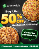Greenwich Pizza – Buy 1 Get 50% Off Promo