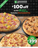 Greenwich Pizza – Call and Pick-up Promo: ₱100 Off on Overloaded Trio