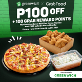 Greenwich – Get P100 Off and 100 Grab Reward Points Promo