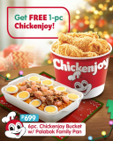 Jollibee – Get FREE Chickenjoy for Every Chickenjoy Bucket with Palabok Pan Purchase