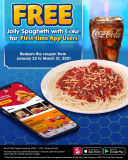 Jollibee – FREE Jolly Spaghetti with Coke for First-time App Users