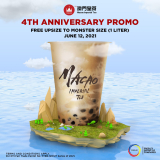 Macao Imperial Tea – 4th Anniversary Promo: FREE Upsize to 1 Liter