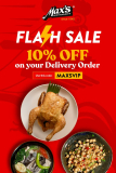 Max’s Restaurant – Flash Sale: Get 10% Off on Delivery Orders