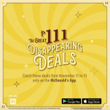 McDonald’s – 11.11 Deal: ₱111 Disappearing Deals Only on the McDonald’s App