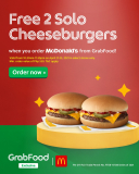 McDonald’s – FREE 2 Solo Cheeseburgers for Orders via GrabFood