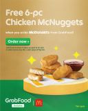 McDonald’s – Get FREE 6-Pc. Chicken Nuggets on Orders via GrabFood
