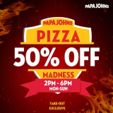 Papa John’s – 50% Off Pizza Madness Promo