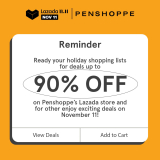 Penshoppe – 11.11 Deal: Up to 90% Off via Lazada