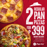 Pizza Hut – Get 2 Regular Pan Pizzas for P399