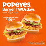 Popeyes – Burger TWOsdays Promo for P199