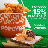 Popeyes – Flash Sale: Get 15% Off on Orders via GrabFood