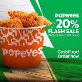 Popeyes – Flash Sale: Get 20% Off via GrabFood