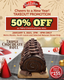 Red Ribbon – Get 50% Off on Triple Chocolate Full Roll