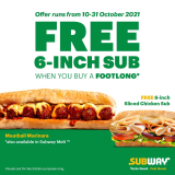 Subway – Get FREE 6-Inch Sub When You Buy a Footlong