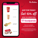 Tim Hortons – Get 50% Off on Orders via Foodpanda