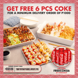 Tokyo Tokyo – Get FREE 6 Pcs. Coke for ₱1,000 Minimum Delivery Purchase